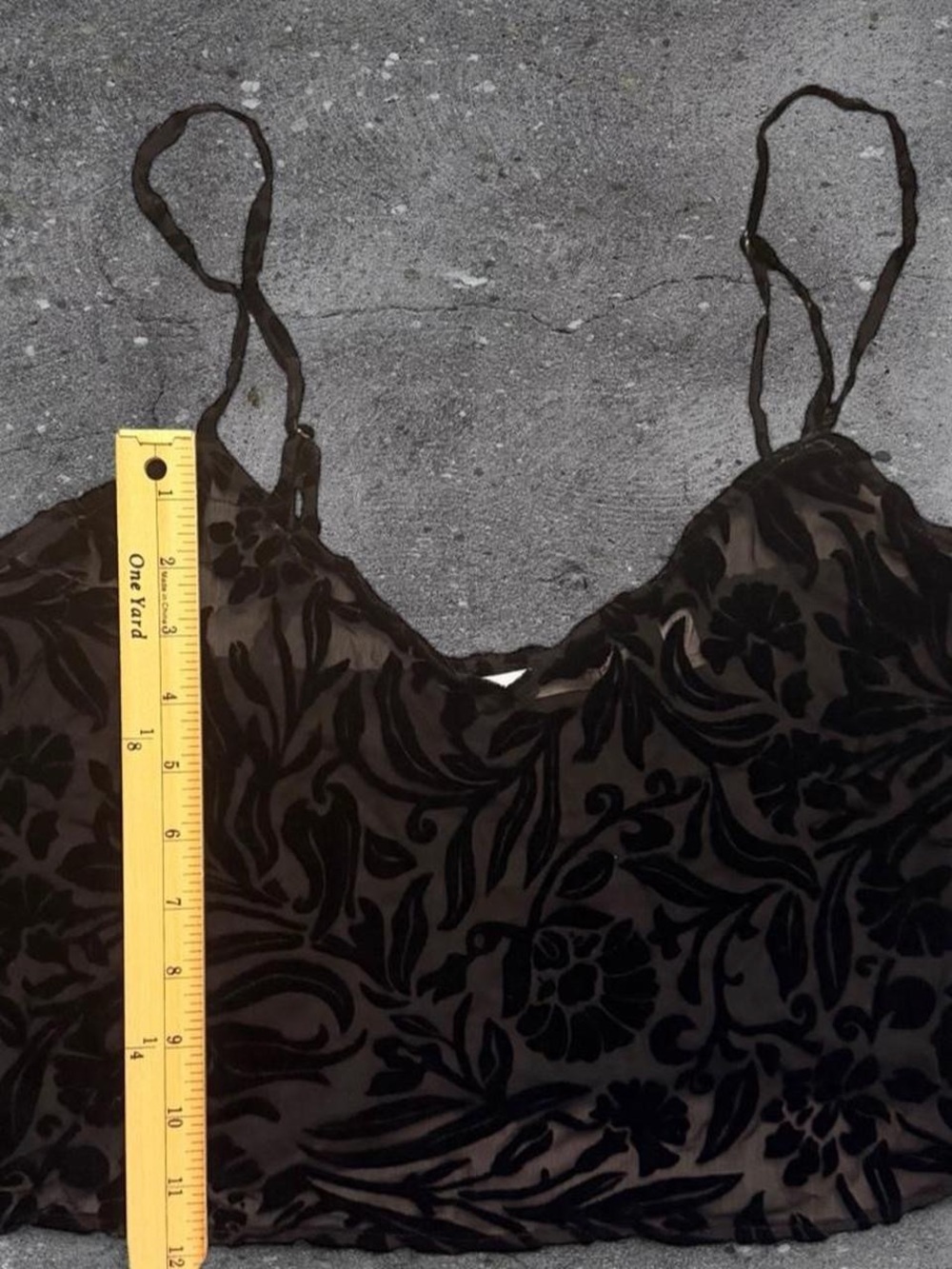 Victoria’s Secret Size L Velvet Burnout Floral Sheer Cami Black Y2K Lingerie - Picture 5 of 5